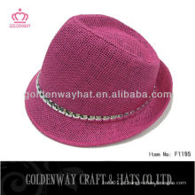Papel especial com jóias Cadeia Fedora Hat produto de design original trança oferta de chapéus naturais
